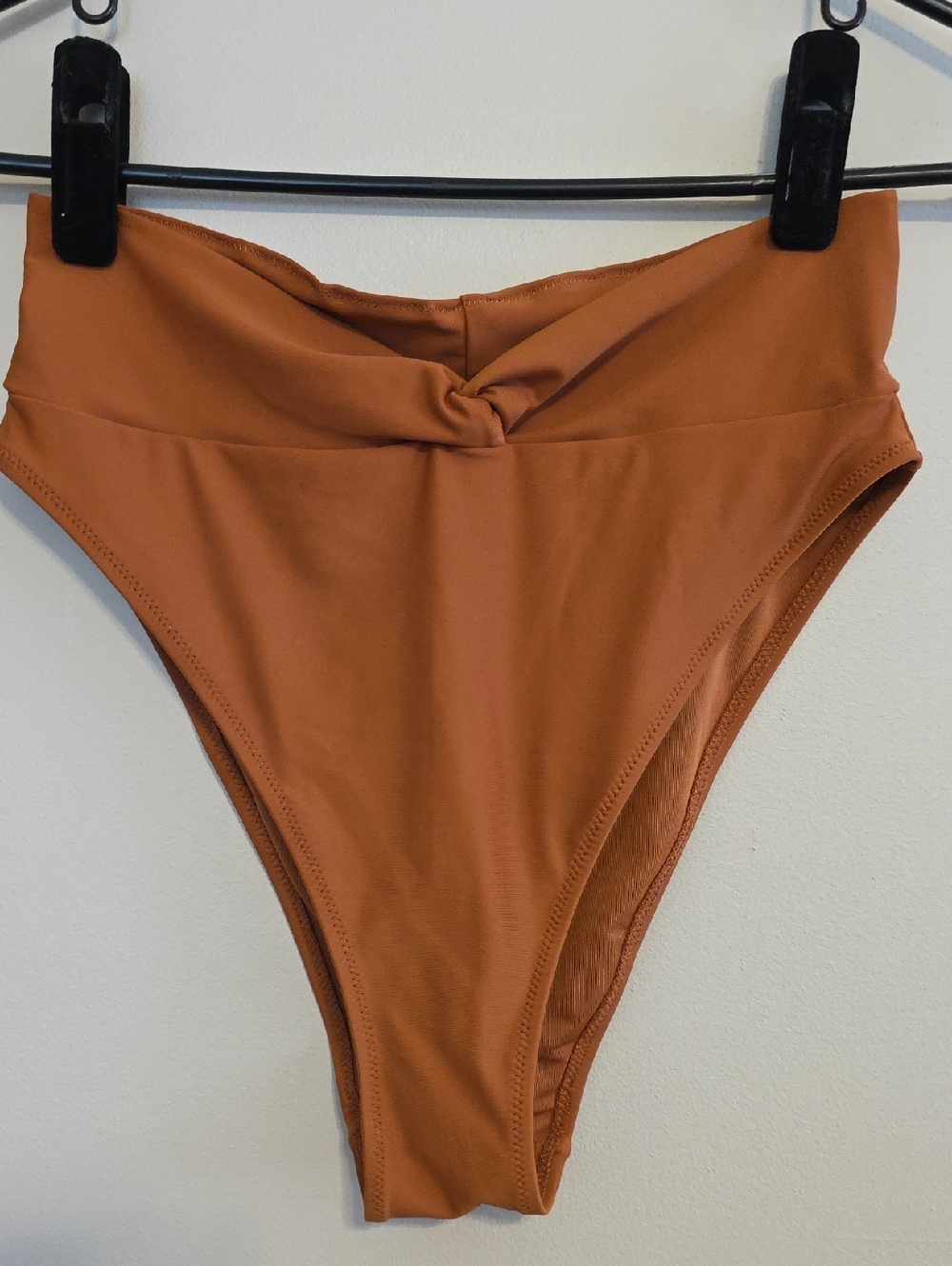 aerie Twist-Front High-Waist Bikini Bottom Cheeky - Rust